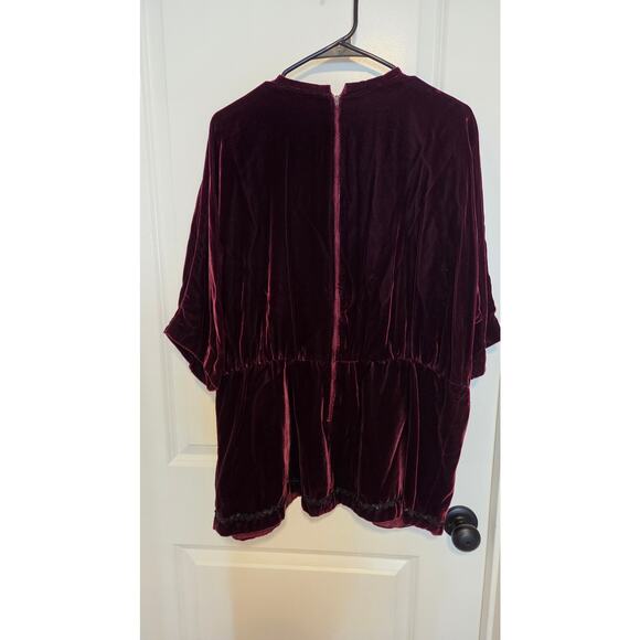 Vintage Burgundy Velvet Lace Beaded Tunic Top Gothic Renaissance Style - Picture 3 of 8